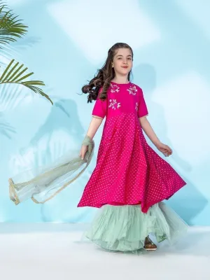 Girl's Bright Pink Pishwas - EGTP21-22166