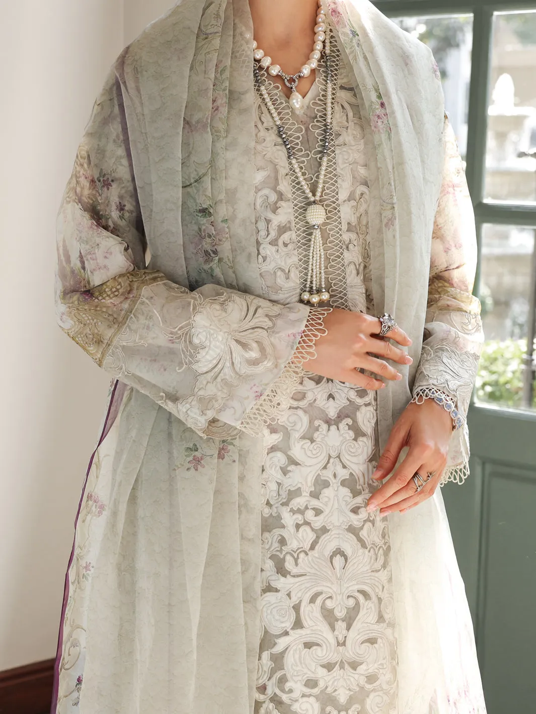 Grey Poly-Organza 3 Piece Unstitched - ALP-3PS-1785