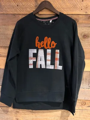 Hello Fall Plaid Cozy Fleece Sweatshirt