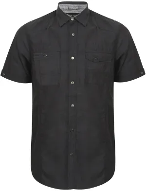 Kravitz Chambray Short Sleeve Shirt in Black Slub - Dissident