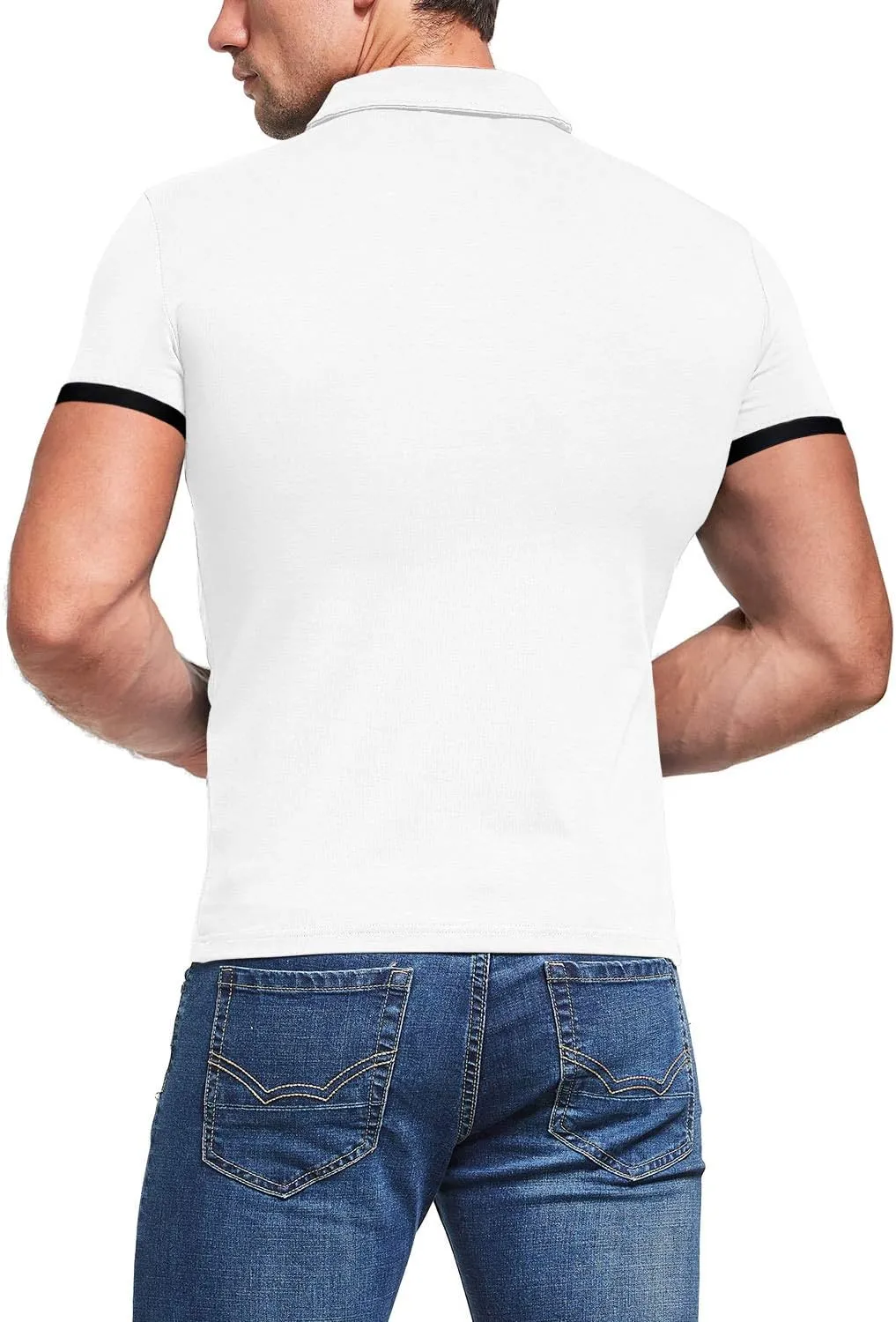 KUYIGO Men's Short Sleeve Polo Shirts Casual Slim Fit Basic Designed Cotton Shirt Tops