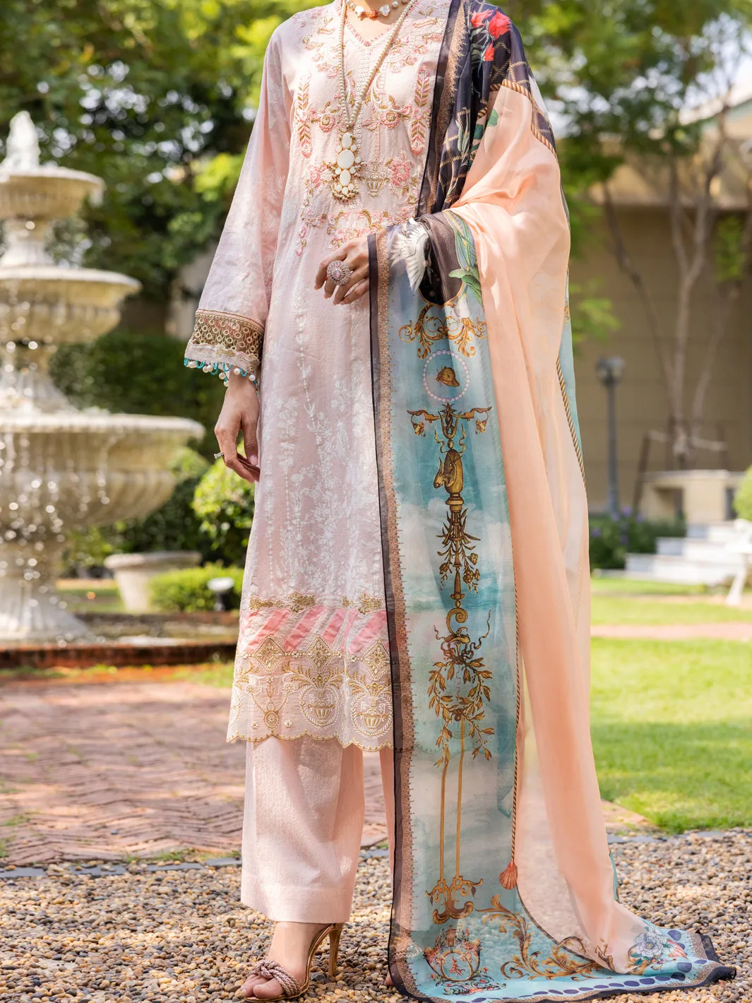 Light Pink Jacquard 3 Piece Unstitched - ALP-3PS-1863