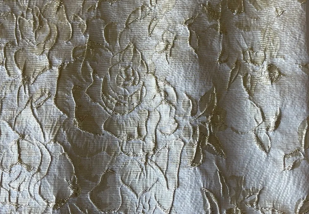 Light-Weight Pale Gold Floral Polyester Lame Brocade