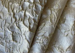 Light-Weight Pale Gold Floral Polyester Lame Brocade