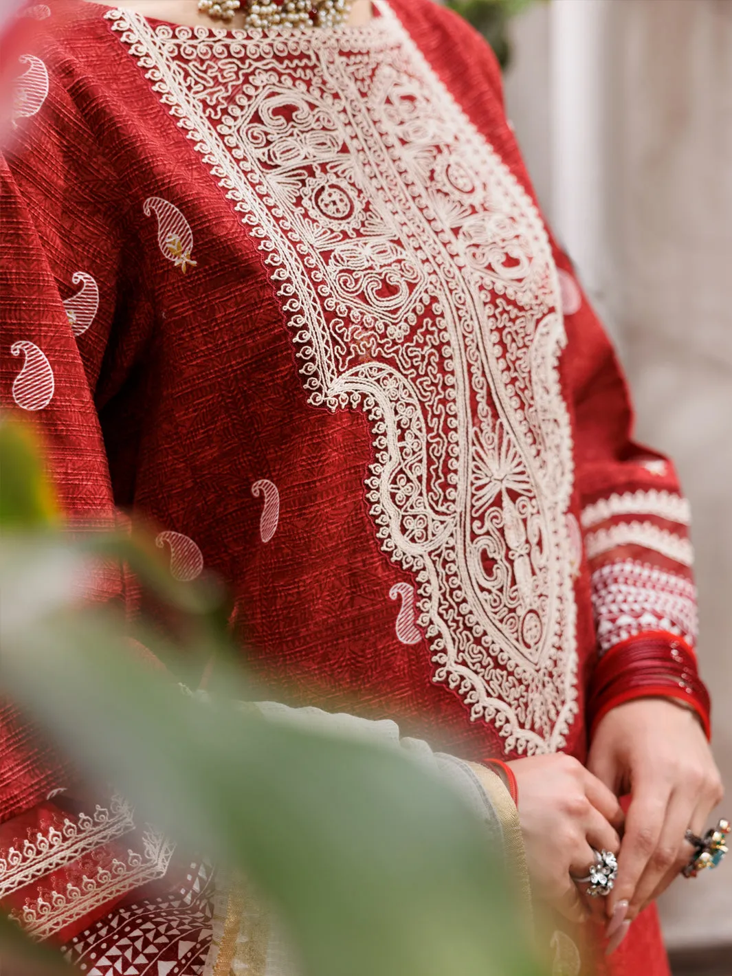 Maroon Cotton Dobby 3 Piece Unstitched - ALP-3PS-1881