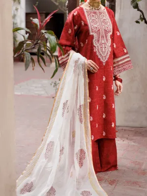 Maroon Cotton Dobby 3 Piece Unstitched - ALP-3PS-1881