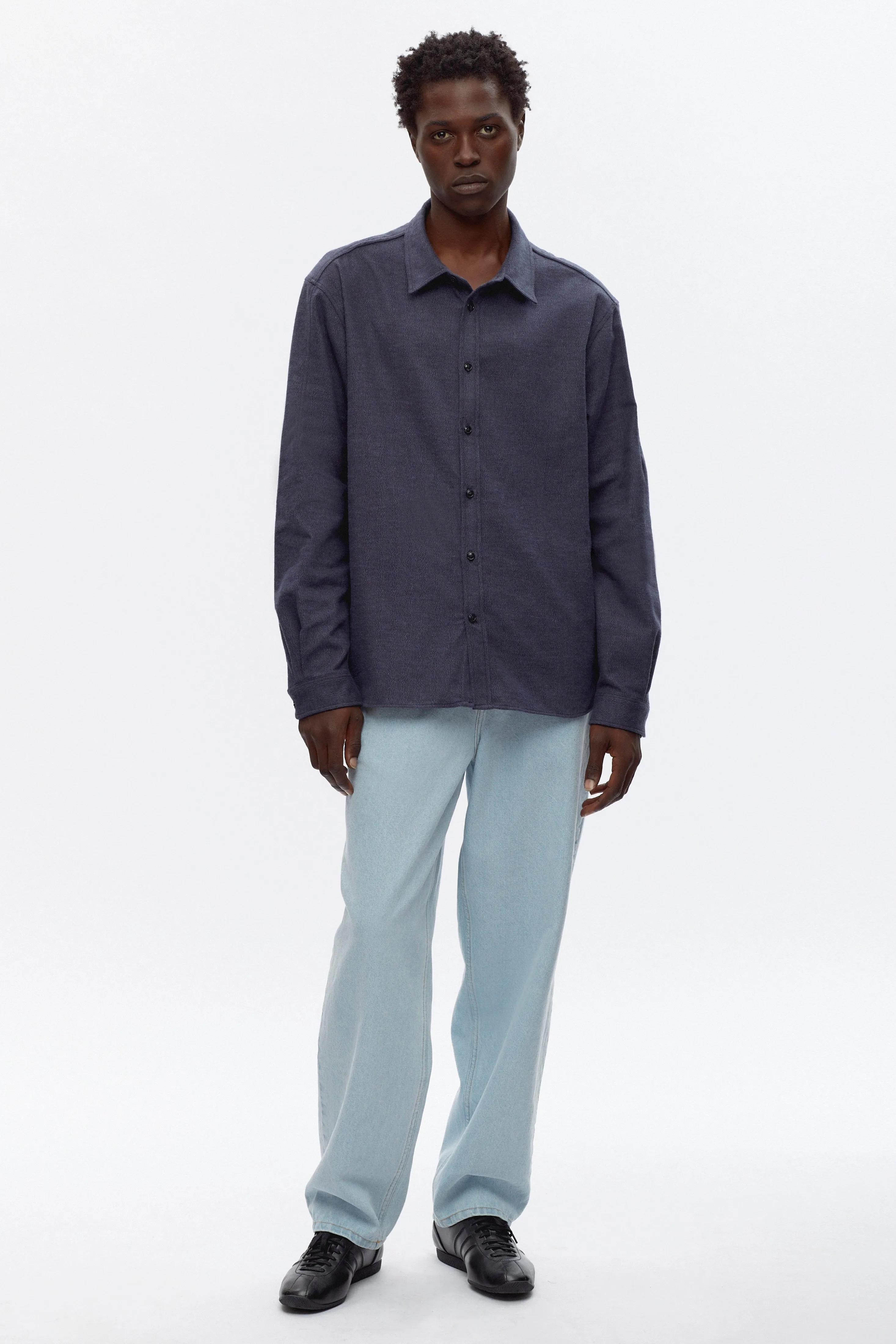 Men's Abaza Shirt in Denim Herringbone