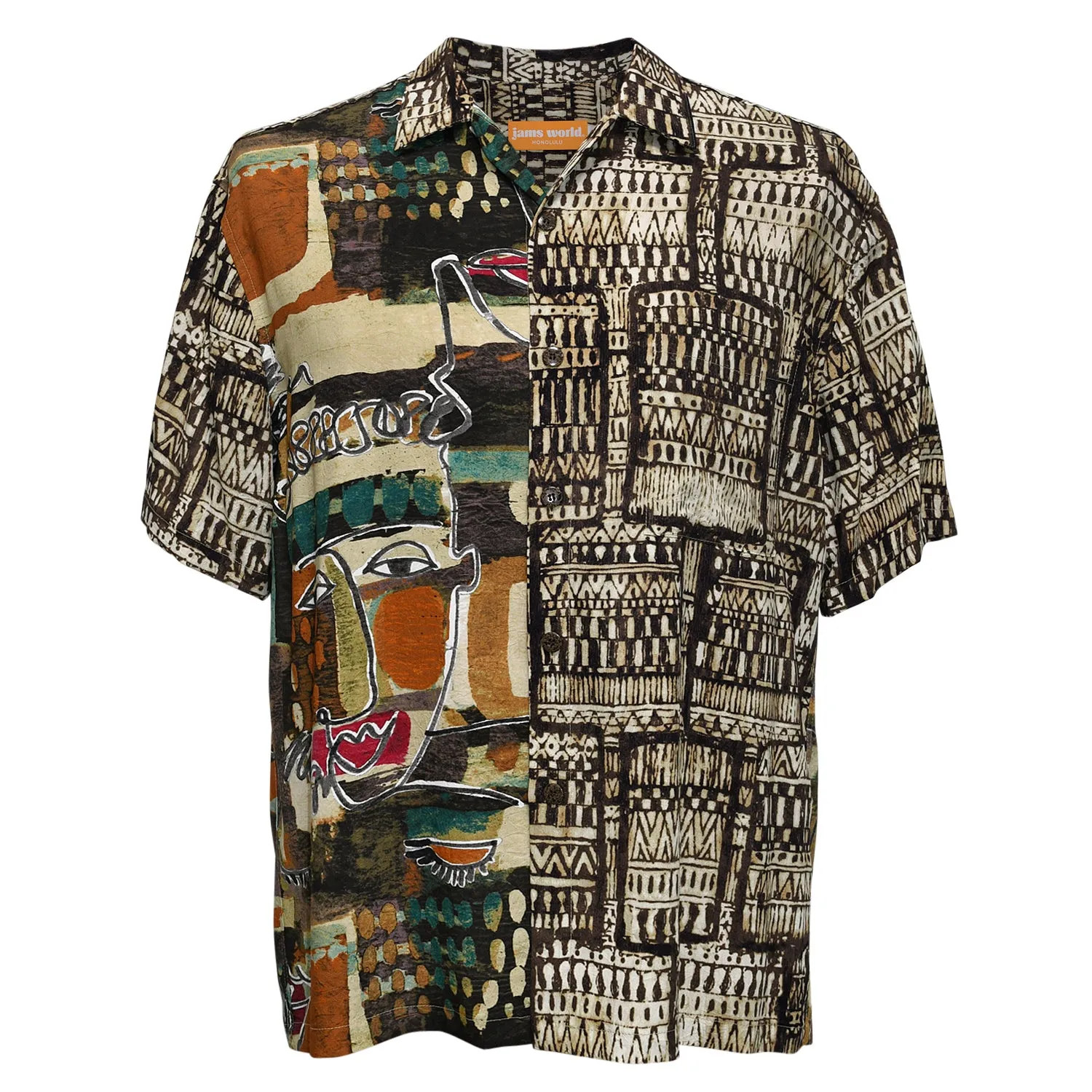 Men's Mix Print Shirt - Kahili Brown
