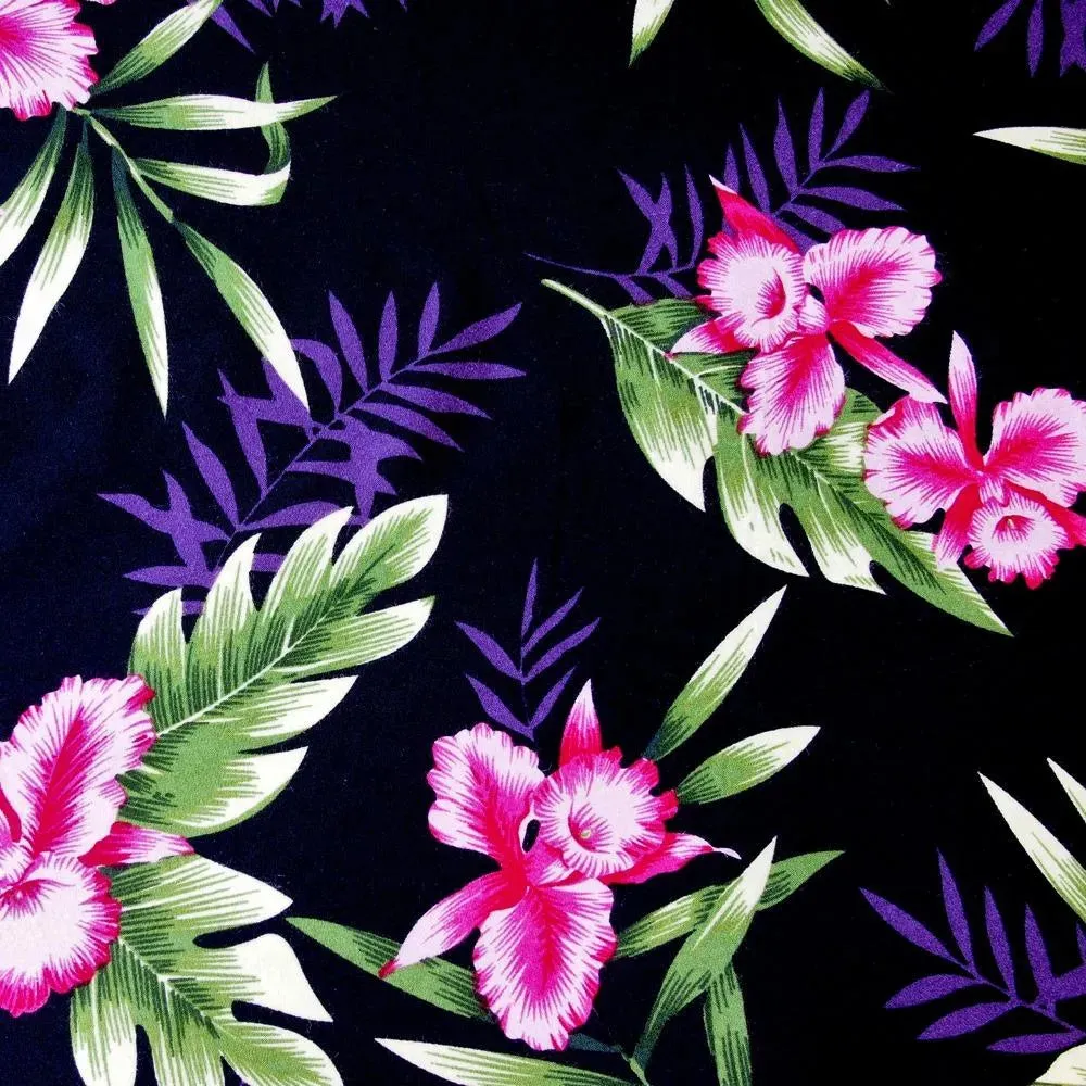 midnight black hawaiian rayon shirt