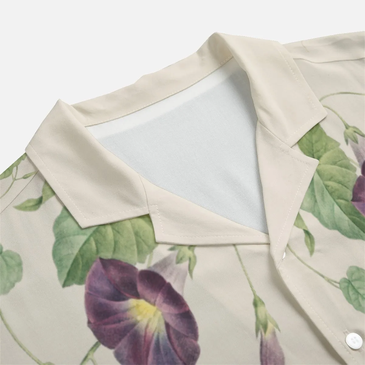 Morning Glory Flower Rayon Short Sleeve Shirt