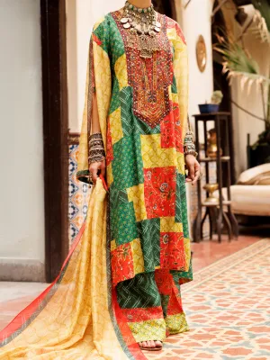 Multicolor Poly-Lawn 3 Piece Unstitched - ALP-3PS-1957A