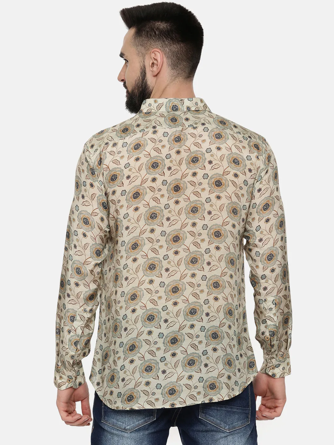 Muslin Beige Print Shirt - MM0823