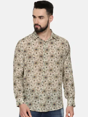 Muslin Beige Print Shirt - MM0823