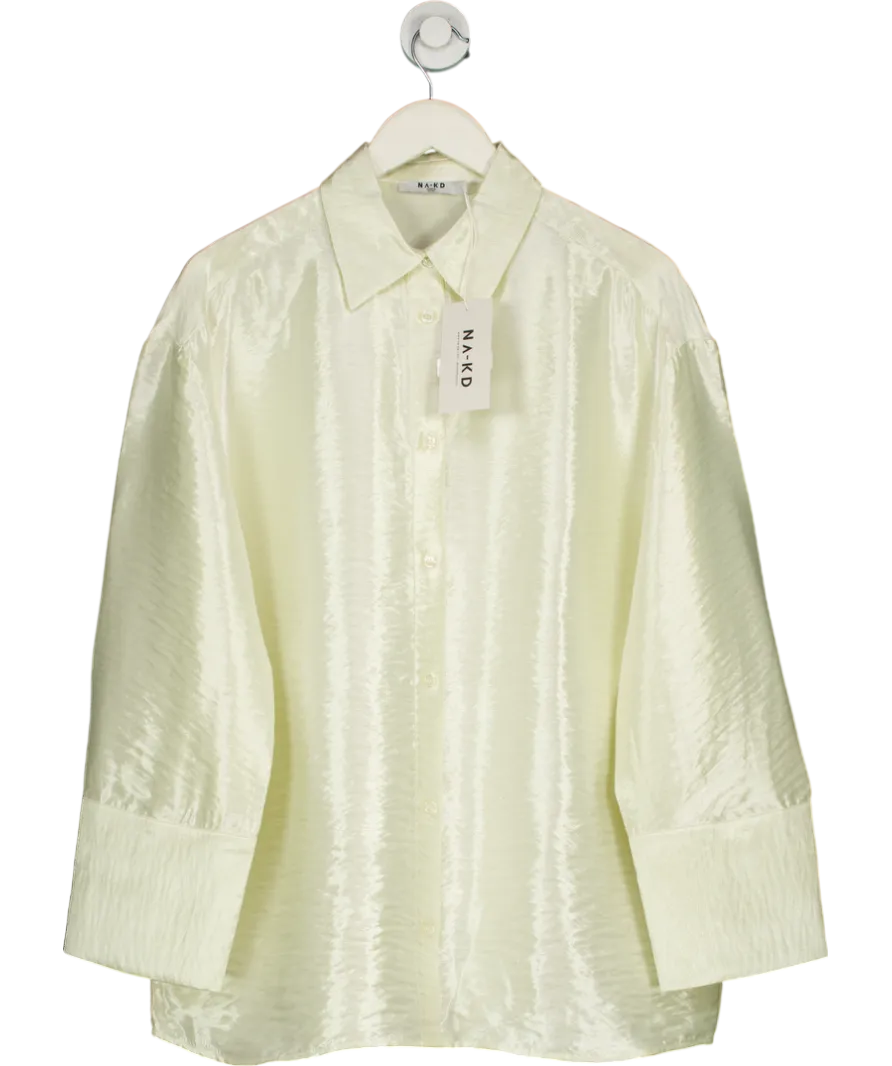 NA-KD Cream Oversized Rayon Shirt UK 6