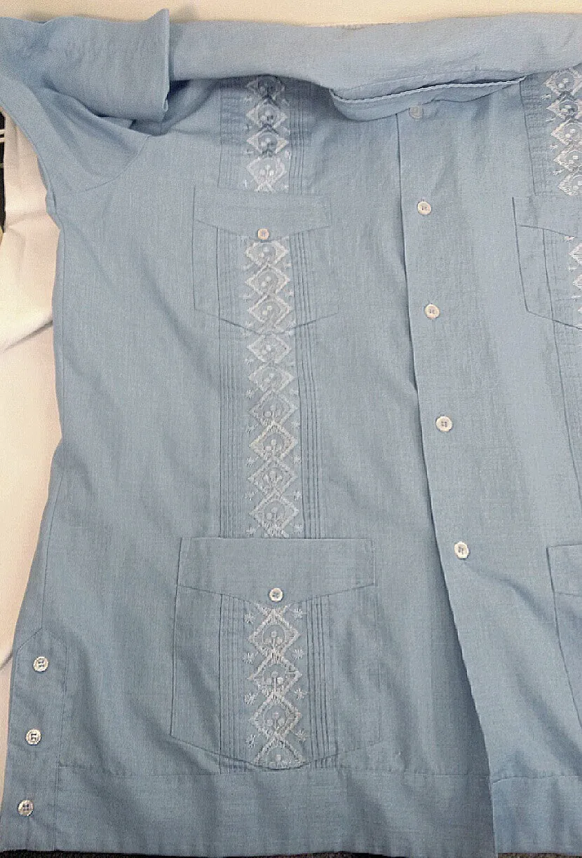 New- Hugo Valentino Blue Cubana Fashion Shirt- size L