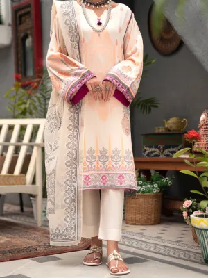 Off White Yarn-Dyed Jacquard 3 Piece Unstitched - AWP-3PS-555
