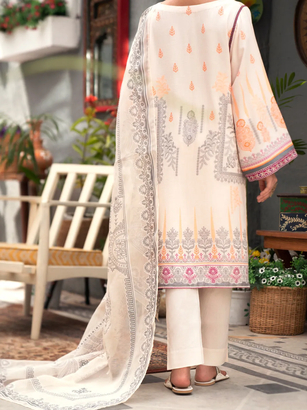 Off White Yarn-Dyed Jacquard 3 Piece Unstitched - AWP-3PS-555