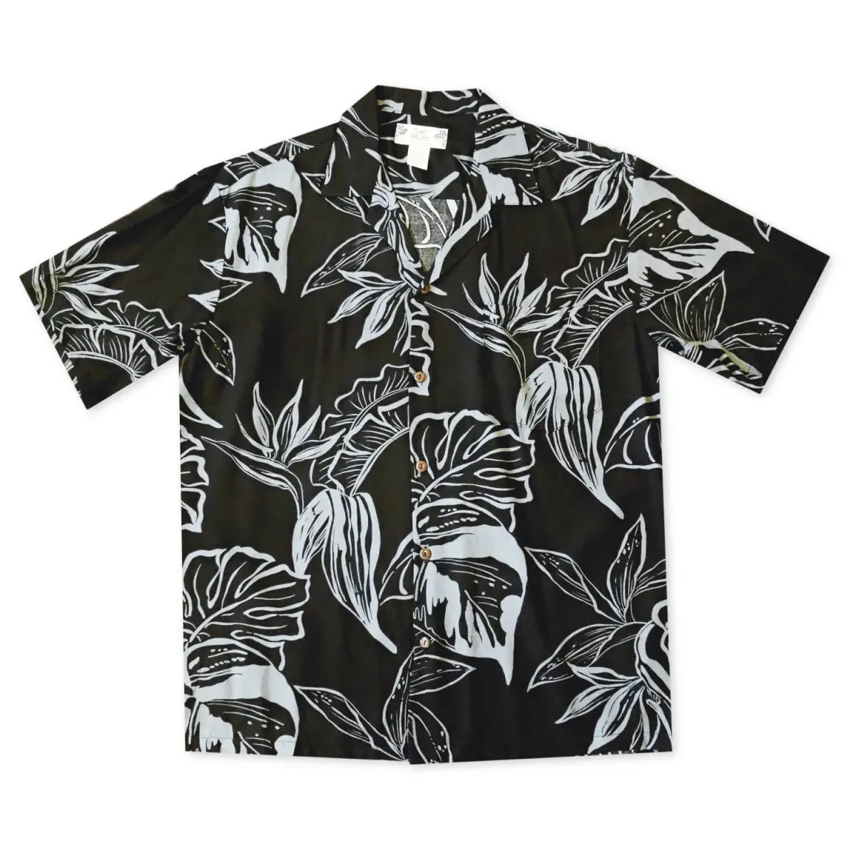 olomana black hawaiian rayon shirt
