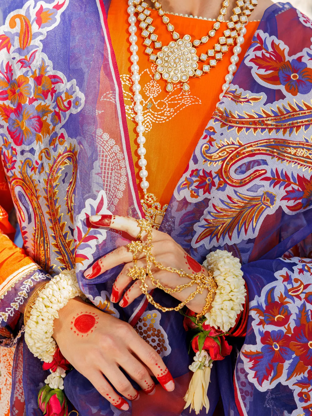 Orange Silk Foam 3 Piece Unstitched - ALP-3PS-1623