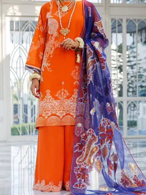 Orange Silk Foam 3 Piece Unstitched - ALP-3PS-1623