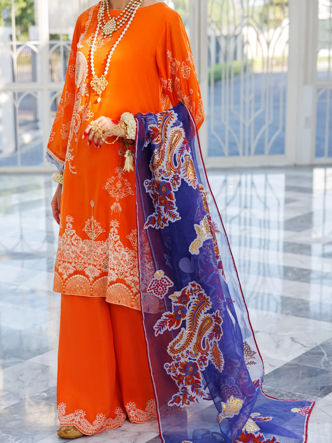 Orange Silk Foam 3 Piece Unstitched - ALP-3PS-1623