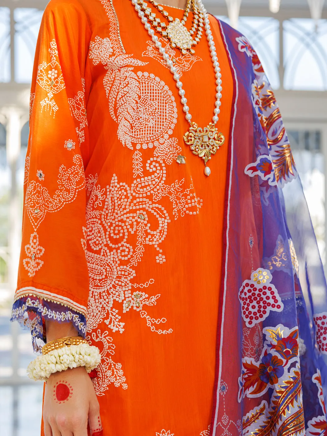 Orange Silk Foam 3 Piece Unstitched - ALP-3PS-1623