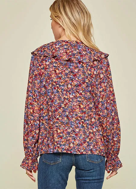 Peter Pan Collar Ditsy Floral Top