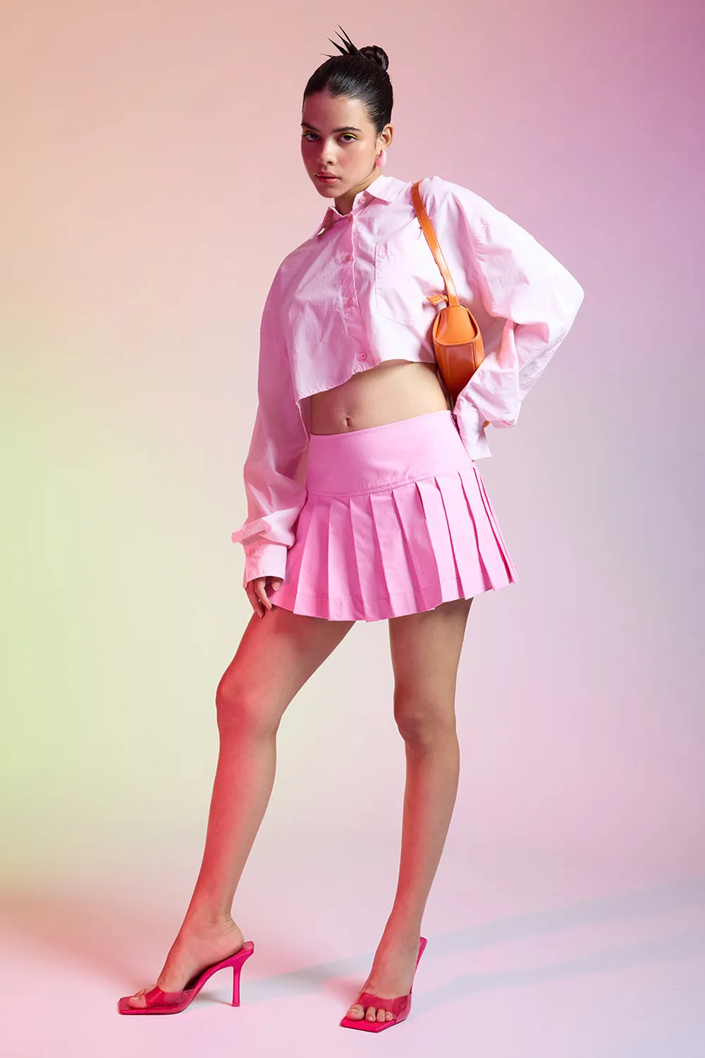 Pink Cropped Cotton Shirt