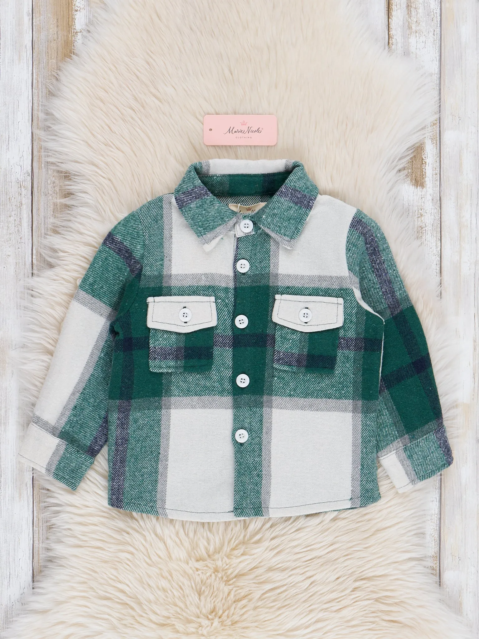 Pocket Flannel Button-Up Shirt - Green
