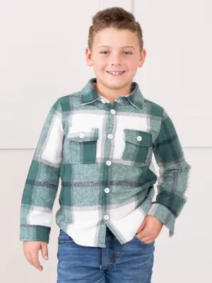 Pocket Flannel Button-Up Shirt - Green