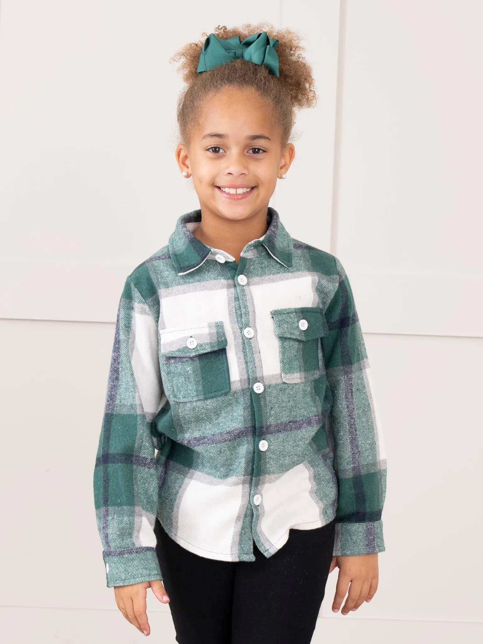 Pocket Flannel Button-Up Shirt - Green