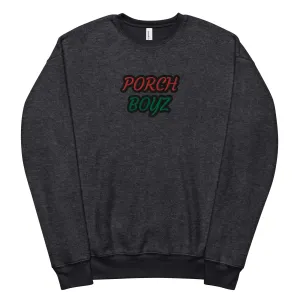 PORCHBOYZ EMBROIDERED (BLK/RED/GRN) Unisex sueded fleece sweatshirt