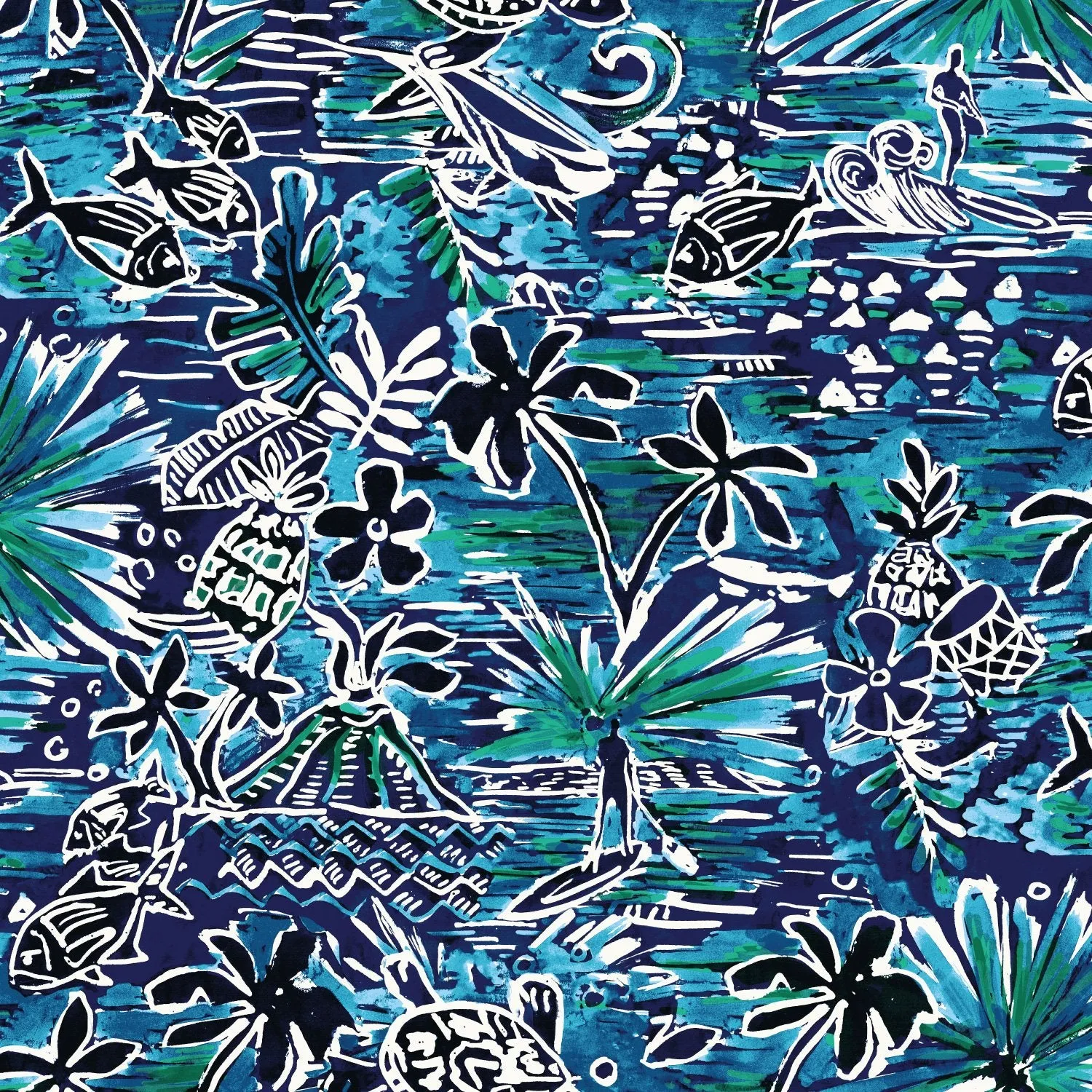 Print Top - Honu Island Blue