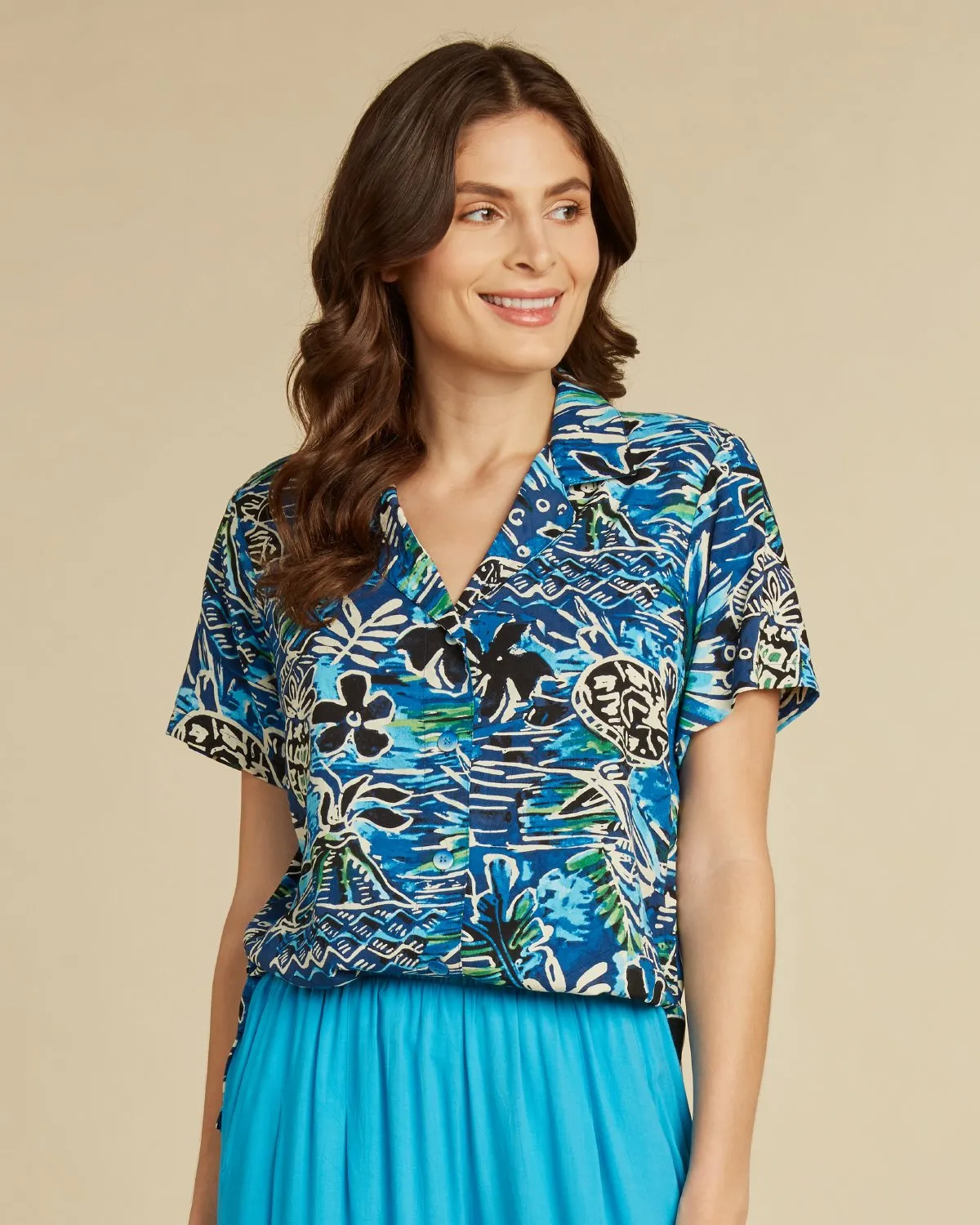 Print Top - Honu Island Blue