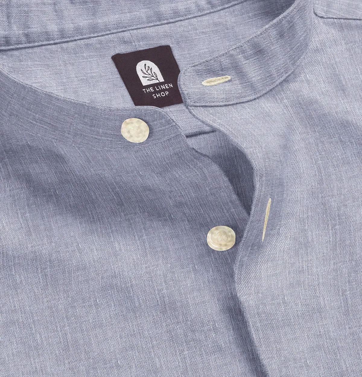 Pure Linen - Band Collar - Long Sleeve - Lavender Mist