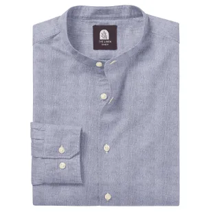 Pure Linen - Band Collar - Long Sleeve - Lavender Mist