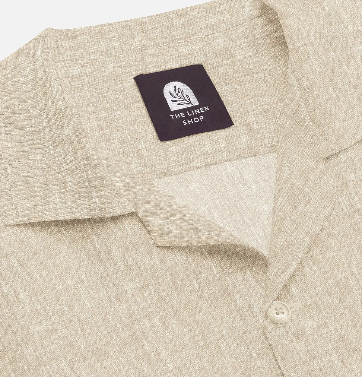 Pure Linen - Camp Collar - Short Sleeve - Beige