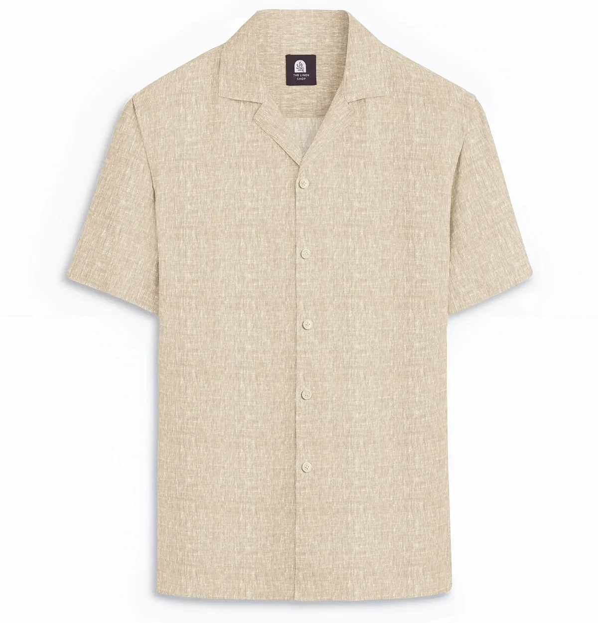 Pure Linen - Camp Collar - Short Sleeve - Beige