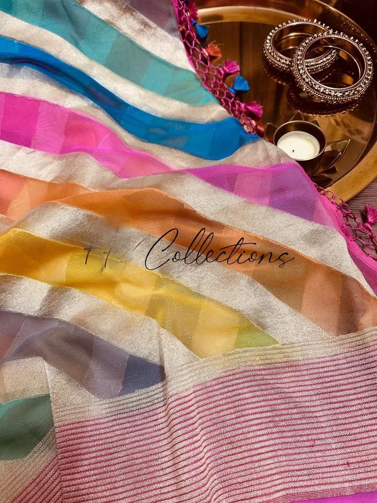 Rangkat handwoven khaddi gorgette saree