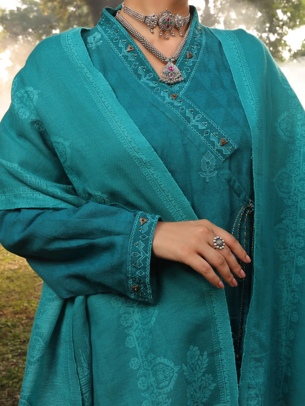 Sea Green Dobby Unstitched 3 Piece - AWP-3PS-420