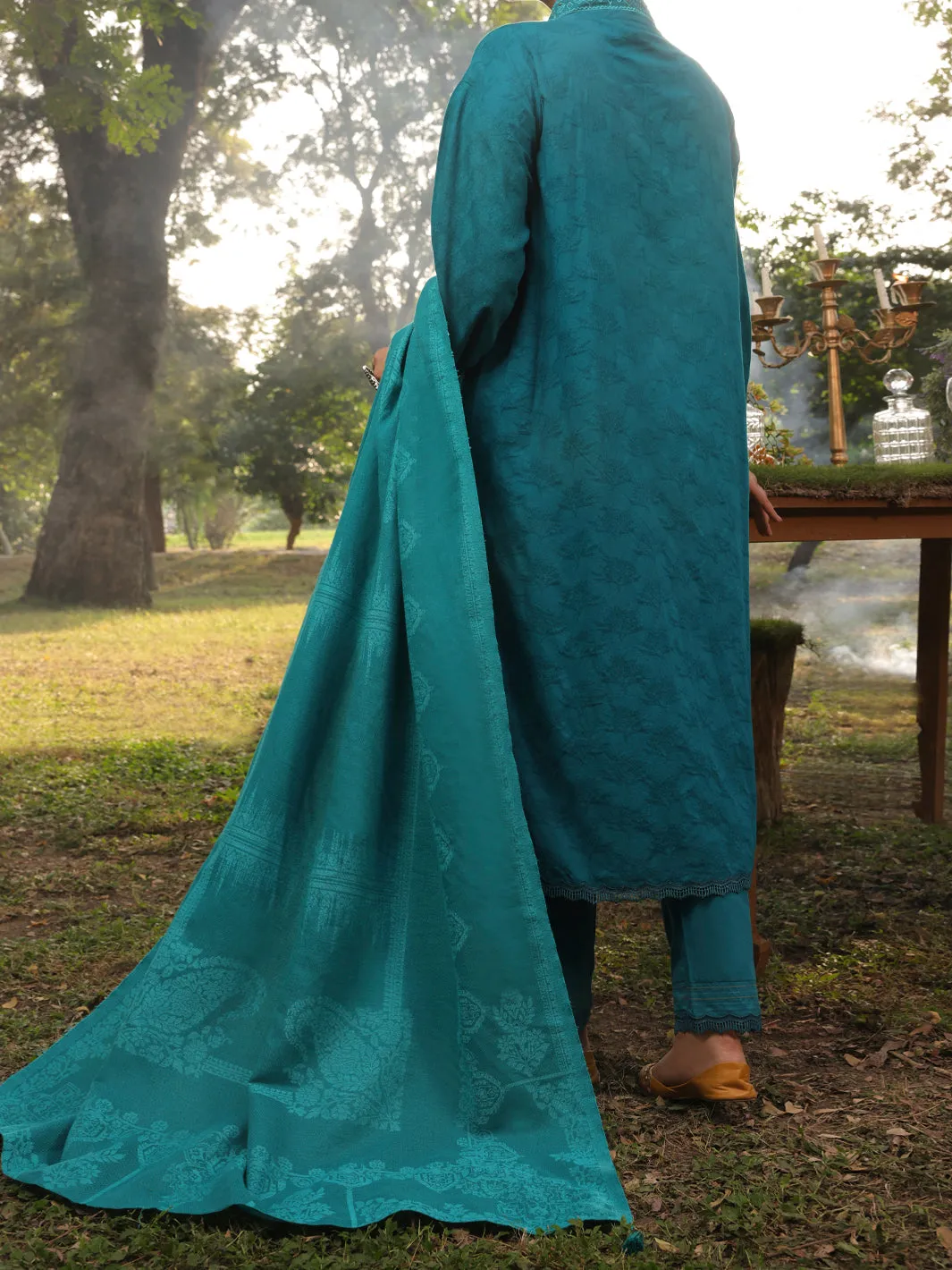 Sea Green Dobby Unstitched 3 Piece - AWP-3PS-420