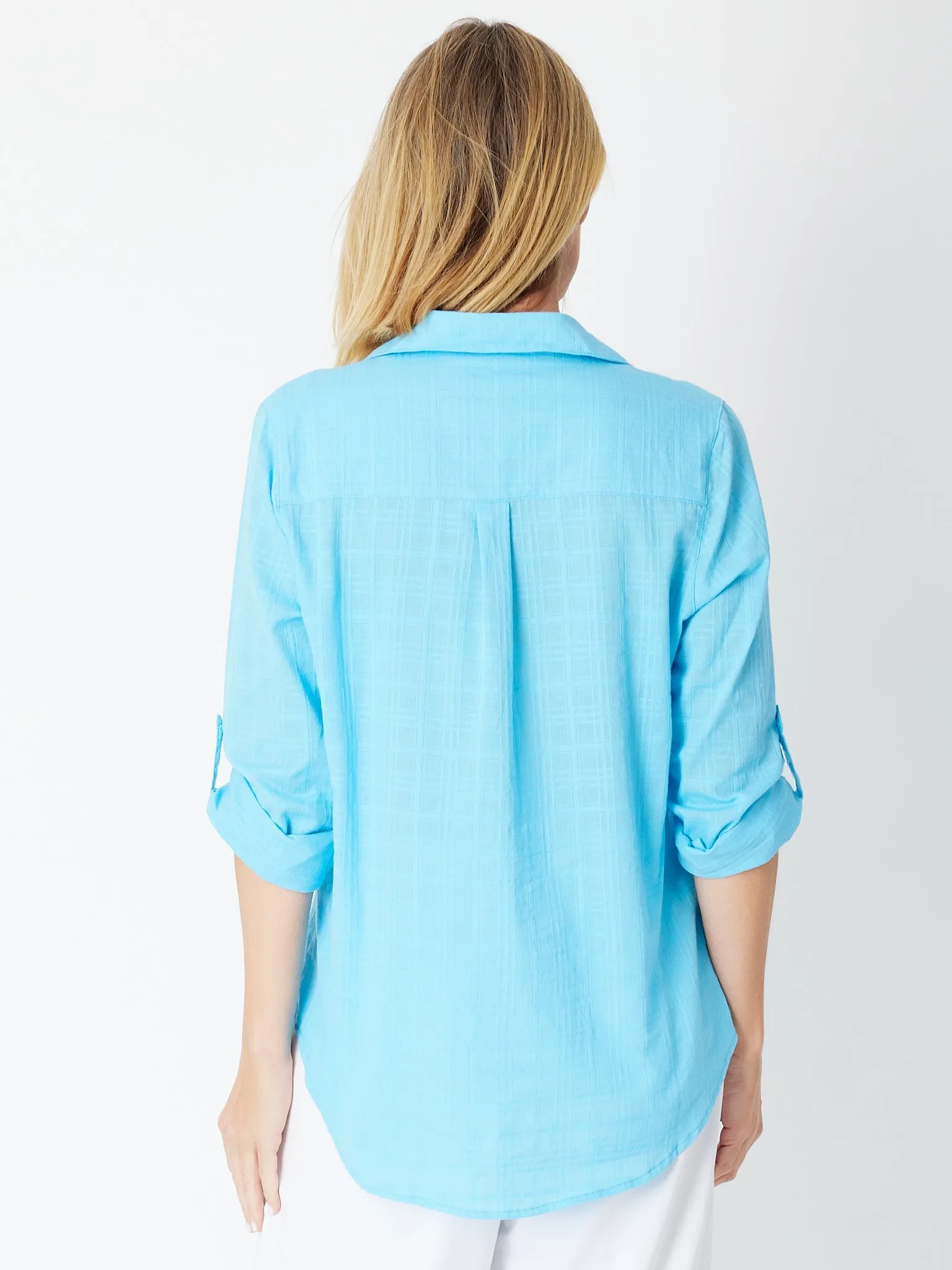Self Check Cotton Shirt -Turq - 30488