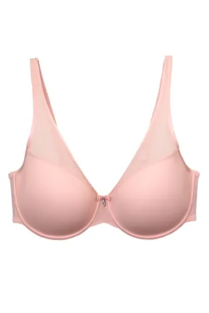 Sheer Mesh Plunge T-Shirt Bra - Blushing Rose