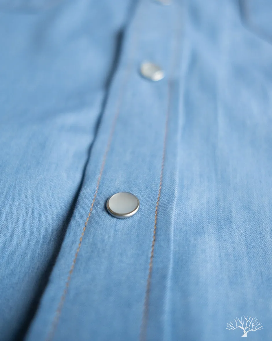 Short-Sleeve Drover Shirt - Light Indigo Chambray