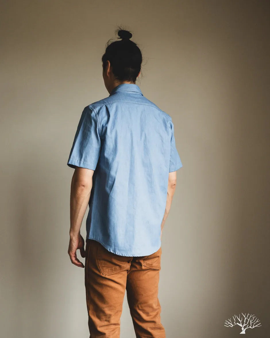 Short-Sleeve Drover Shirt - Light Indigo Chambray