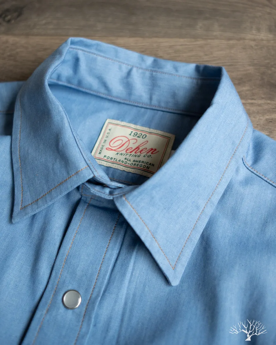 Short-Sleeve Drover Shirt - Light Indigo Chambray