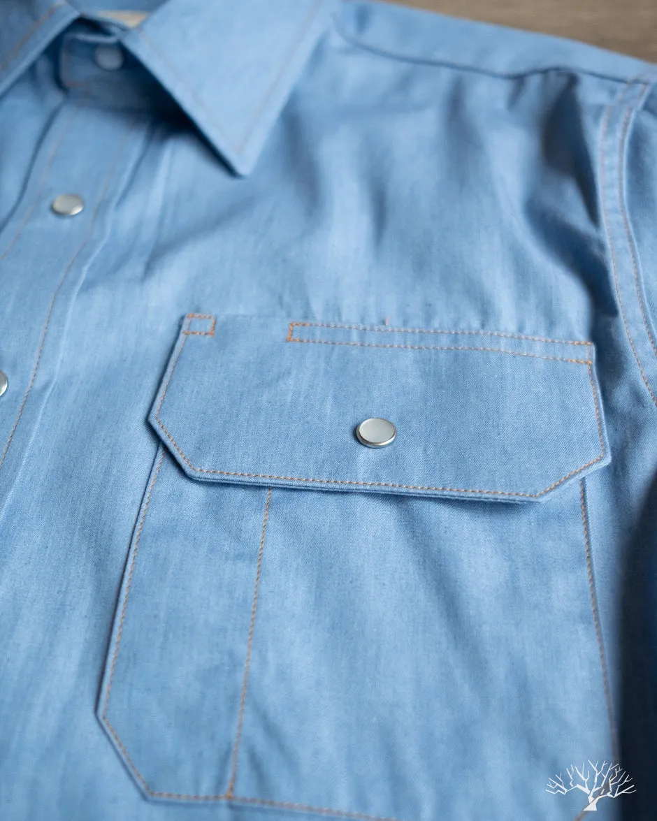 Short-Sleeve Drover Shirt - Light Indigo Chambray