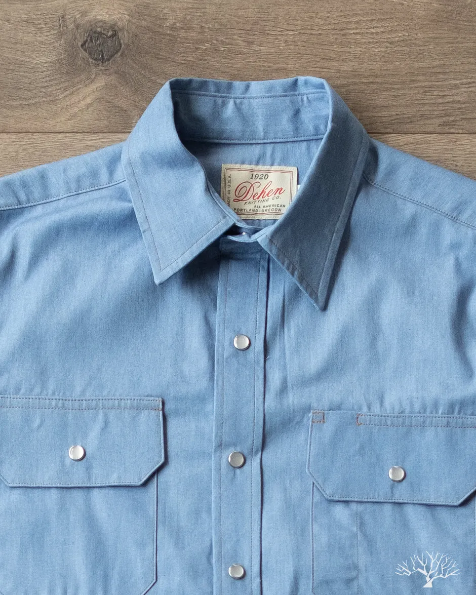 Short-Sleeve Drover Shirt - Light Indigo Chambray