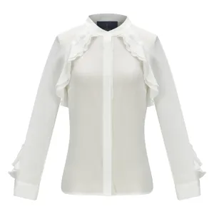 Silk blouse #BLS2106 - White silk Georgette