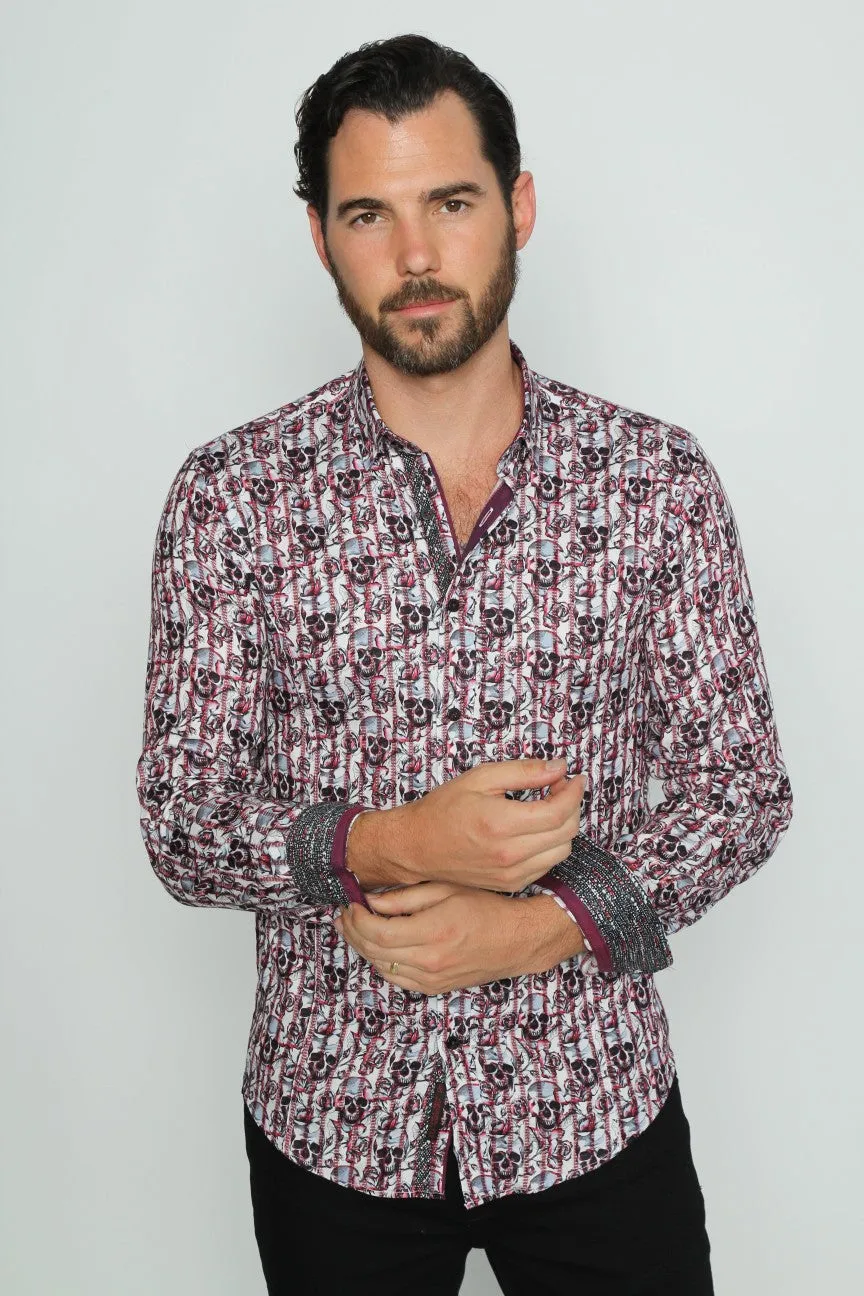 Skull And Rose Button Down Shirt